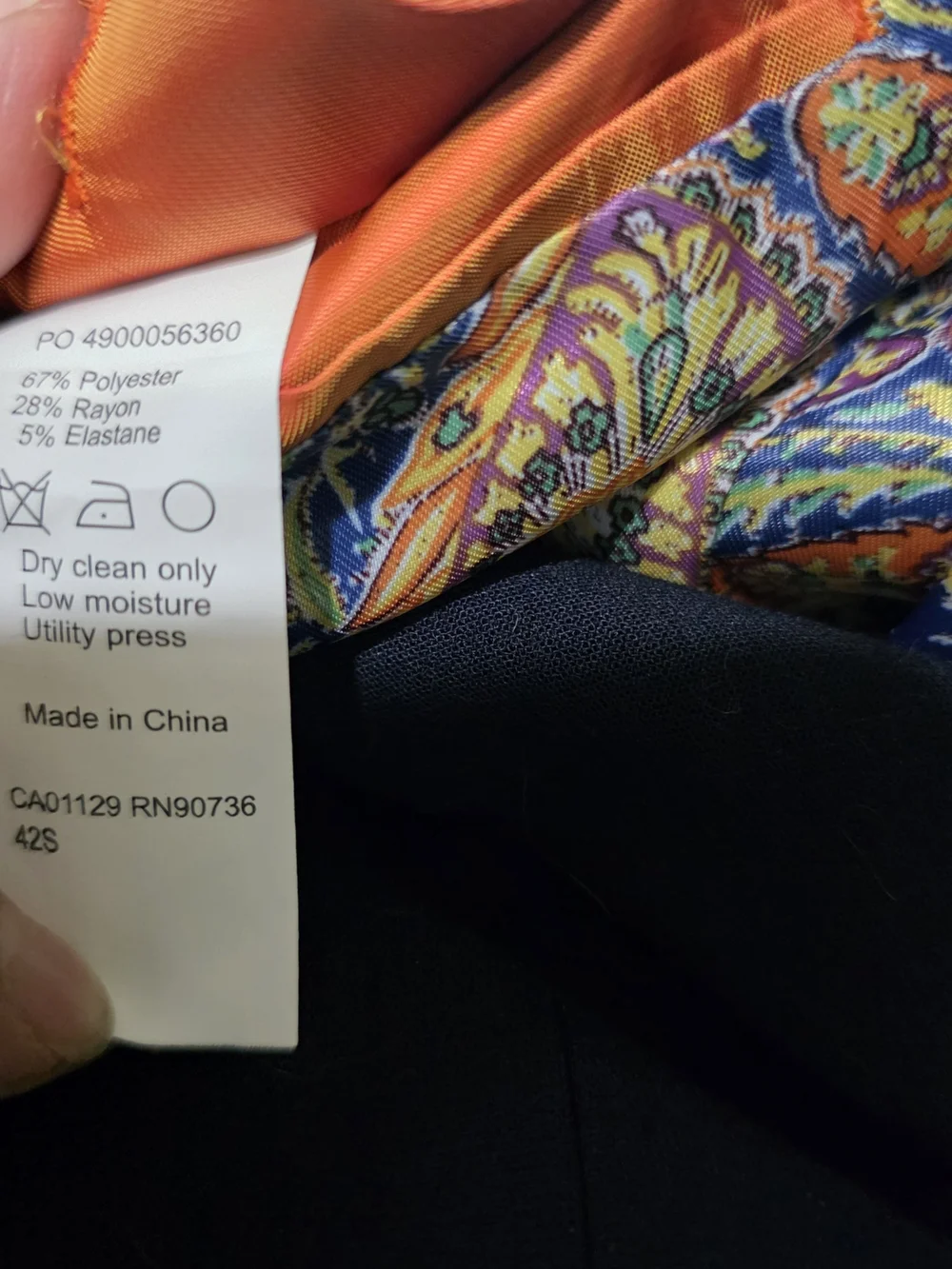 TALLIA Navy Blazer with Colorful Paisley Lining New Size 42S